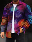 cheap Men&#039;s Printed Shirts-Geometry Artistic Abstract Men&#039;s Shirt Shirt Jacket Shacket Daily Wear Going out Weekend Fall &amp; Winter Turndown Long Sleeve Purple, Rainbow S, M, L Polar Fleece Shirt