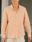 رخيصةأون قمصان الكتان الرجالية-رجالي قميص قميص كتان زر حتى القميص قميص الشاطئ أبيض أزرق أخضر داكن كم طويل سهل Lapel ربيع &amp; الصيف فضفاض مناسب للبس اليومي ملابس