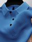 cheap Classic Polo-Men&#039;s Waffle Polo Shirt Button Up Polos Casual Sports Lapel Short Sleeve Fashion Basic Plain Knitted Summer Regular Fit Black White Red Navy Blue Blue Khaki Waffle Polo Shirt
