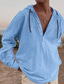 preiswerte Freizeithemden für Herren-Herren Hemd Lässiges Hemd Blau Grün Beige Langarm Glatt Mit Kapuze Täglich Urlaub Vordertasche Bekleidung Modisch Brautkleider schlicht Komfortabel