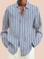 cheap Men&#039;s Printed Shirts-Stripe Business Casual Men&#039;s Shirt Daily Wear Going out Fall &amp; Winter Turndown Long Sleeve Light Blue, Blue, Brown S, M, L 4-Way Stretch Fabric Shirt