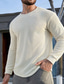 cheap Waffle Knit Tee-Men's Waffle Tee T Shirt Waffle Knit Tee Tee Top Long Sleeve Crew Neck Spring &amp;  Fall Plain Fashion Designer Basic Front Pocket Vacation Street Going out White Top Tee for Men