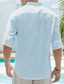 ieftine cămăși de in pentru bărbați-Bărbați Cămașă cămașă de in Cămașă popover Cămașă de plajă Negru Alb Roz Îmbujorat Manșon Lung Simplu Guler în picioare Primavara vara Casual Zilnic Îmbrăcăminte