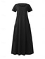 cheap Plain Dresses-Women&#039;s Casual Dress Long Dress Maxi Dress Pocket Date Maxi Basic Crew Neck Short Sleeve Black Pink Sky Blue Color