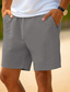 baratos Calções para Homem-Homens Calção Shorts de linho Shorts de verão Bolsos Com Cordão Cintura elástica Tecido Conforto Respirável Ao ar livre Diário Para Noite Moda Casual Branco Azul Céu