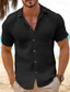 cheap Men&#039;s Linen Shirts-Men&#039;s Shirt Button Up Shirt Summer Shirt Beach Shirt Black White Pink Blue Khaki Short Sleeve Plain Lapel Casual Daily Clothing Apparel Cotton And Linen Fashion Comfortable