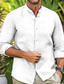 cheap Men&#039;s Linen Shirts-Men&#039;s Shirt Button Up Shirt Beach Shirt White Pink Blue Long Sleeve Plain Band Collar Spring &amp; Summer Casual Daily Clothing Apparel