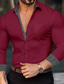billiga fritidsskjortor för män-Herr Skjorta Knapp upp skjorta Casual skjorta Svart Vit Vin Ljusblå Långärmad Färgblock Kavajslag Dagligen Semester Lappverk Kläder Mode Ledigt Bekväm