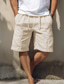 cheap Men&#039;s Shorts-Men&#039;s Cargo Shorts Shorts Linen Shorts Summer Shorts Drawstring Elastic Waist Multi Pocket Plain Comfort Breathable Short Casual Daily Holiday Fashion Classic Style Black White
