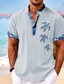 billiga Skjortor med tryck för män-sköldpadda män resort hawaiian 3d print skjorta henley skjorta sommar skjorta semester semester gå ut våren &amp; sommarställningskrage kortärmad ljusblå svart vit s m l