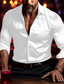 billige mænds fritidsskjorter-Herre Skjorte Button Up skjorte Casual skjorte Sort Hvid Vin Blå Grøn Langærmet Vanlig Knaphul Daglig Ferierejse Tøj Mode Bekvem Smart Casual
