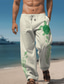billige hørbukser-animal turtle hawaiian casual mænds elastiske snøredesign bukser bukser med lige ben udendørs dagligt slid streetwear 20% hør bukser med mellemtalje elasticitet
