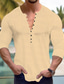 billiga fritidsskjortor för män-Herr Skjorta Casual skjorta Sommarskjorta Svart Vit Rodnande Rosa Marinblå Blå Långärmad Slät Bandkrage Dagligen Semester Veck Kläder Mode Ledigt Bekväm