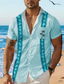 cheap Men&#039;s Printed Shirts-Palm Tree Men&#039;s Resort Hawaiian 3D Printed Shirt Outdoor Holiday Vacation Summer Turndown Short Sleeves Blue Khaki Beige S M L 4-Way Stretch Fabric Shirt