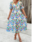 cheap Casual Floral Dresses-Women&#039;s Casual Dress Floral Print V Neck Midi Dress Ethnic Boho Vacation Short Sleeve Summer