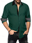 cheap Men&#039;s Casual Shirts-Men&#039;s Shirt Button Up Shirt Casual Shirt White Navy Blue Green Long Sleeve Color Block Lapel Daily Vacation Clothing Apparel Casual Comfortable Smart Casual