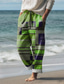 cheap Men&#039;s Plus Size Bottoms-Color Block Casual Men&#039;s Resort 3D Printed Casual Pants Trousers Elastic Waist Drawstring Loose Fit Straight-Leg Summer Beach Pants S TO 3XL
