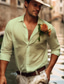رخيصةأون قمصان رجالية مطبوعة-روز ستايل هاواي كاجوال ملجأ رجالي قميص مناسب للبس اليومي مناسب للخارج الربيع طوي كم طويل أبيض, أزرق, أخضر S, M, L 4-طريقة سترتش النسيج قميص عيد الحب