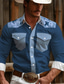 cheap Men&#039;s Printed Shirts-Aztec Tribal Ethnic Men&#039;s Vintage western style 3D Printed Western Shirt  Daily Wear Going out Weekend Spring &amp; Summer Turndown Long Sleeve Navy Blue Brown Coffee S M L 4-Way Stretch Fabric Shirt