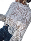 cheap Lace Tops-Women&#039;s White Elegant Lace Tops Eyelet Blouse Fashion Modern Lace Patchwork Long Sleeve Regular Tops Casual Romantic Petite Tops Summer Holiday Wear Black White