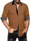 Χαμηλού Κόστους ανδρικά πουκάμισα casual-Ανδρικά Πουκάμισο Πουκάμισο με κουμπιά Casual πουκάμισο Λευκό Βαθυγάλαζο Πράσινο του τριφυλλιού Μακρυμάνικο Συνδυασμός Χρωμάτων Πέτο Καθημερινά Διακοπές Ρούχα Καθημερινό Άνετο Smart Casual
