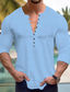 cheap Men&#039;s Casual Shirts-Men&#039;s Shirt Casual Shirt Summer Shirt Black White Blue Long Sleeve Plain Band Collar Daily Vacation Pleats Clothing Apparel Fashion Casual Comfortable
