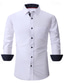 cheap Business Casual Shirts-Men&#039;s Shirt Dress Shirt Black White Navy Blue Long Sleeve Polka Dot Lapel Spring &amp;  Fall Office &amp; Career Wedding Party Clothing Apparel Patchwork