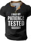 cheap Men&#039;s Graphic Tshirts-Funny Slang I Had My Patience Tested Men&#039;s Street Style 3D Printed Waffle Henley T Shirt Tee Sports Outdoor Casual Holiday T shirt Black Red Blue Short Sleeve Henley Shirt Spring &amp; Summer