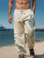 olcso Férfi plusz méretű alsók-állati teknős mintás férfi hawaii pamut vászon nadrág elasztikus húzózsinóros design nadrág nadrág egyenes szárú nadrág kültéri napi viselet utcai ruha 20% vászon derékközép rugalmas nadrág