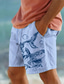 Недорогие Мужские шорты-мужские хлопковые шорты с принтом акулы, летние гавайские шорты, пляжные шорты, эластичная талия, комфорт, дышащие короткие, на открытом воздухе, для отдыха, для выхода в свет, смесь хлопка, модные,