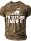 cheap Men&#039;s Graphic Tshirts-Graphic I&#039;m Sexy and I Mow It Retro Vintage Casual Street Style Men&#039;s 3D Print T shirt Tee Sports Outdoor Holiday Going out T shirt Blue Brown Green Short Sleeve Crew Neck Shirt Spring &amp; Summer