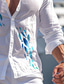 preiswerte Bedruckte Herrenhemden-Fisch Herren Resort Hawaiian 3D bedrucktes Hemd Urlaub Ausgehen Strand Frühling &amp; Sommer-Turndown-Langarmshirt aus Polyester in Schwarz, Weiß, Blau, S, M, L