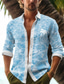cheap Men&#039;s Printed Shirts-Palm Tree Men&#039;s Resort Hawaiian 3D Printed Shirts Daily Wear Going out Weekend Spring Turndown Long Sleeve Yellow, Pink, Royal Blue S, M, L Polyester Slub Fabric Shirt