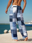 cheap Men&#039;s Plus Size Bottoms-Plaid Color Block Men&#039;s Resort 3D Printed Casual Pants Trousers Elastic Waist Drawstring Loose Fit Straight-Leg Summer Beach Pants S TO 3XL