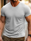 abordables T-shirts décontractés pour hommes-Homme T shirt Tee T-shirt en tricot gaufré T-shirt Plein Col V Plein Air Vacances Manches courtes Vêtement Tenue Mode Design basique