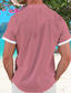abordables Camisas estampadas para hombre-Estampados Hawaiano Complejo Hombre Camisas estampadas Hawaiano Festivos Vacaciones Verano Cuello Mao Mangas cortas Rosa, Azul Piscina, Morado S, M, L Poliéster Camisa