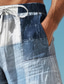 abordables Bas pour hommes grandes tailles-Pantalon décontracté imprimé en 3D à carreaux color block pour hommes, taille élastique, cordon de serrage, coupe ample, jambe droite, pantalon de plage d&#039;été s à 3xl