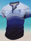 cheap Men&#039;s Graphic Tshirts-Gradient Color Coconut Palm Men&#039;s Resort Hawaiian 3D Print Waffle Henley Shirt T shirt Tee Casual Hawaiian Holiday T shirt Blue Purple Green Short Sleeve Henley Shirt Spring &amp; Summer