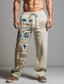 זול מכנסיים רגילים-בגדי ריקוד גברים וינטאג&#039; יום יומי גראפי חיה שבטי מכנסי פשתן מכנסיים מותן בינוני לבוש יומיומי חופשה ליציאה אביב סתיו רגיל