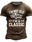 cheap Men&#039;s Graphic Tshirt-Car I&#039;m Not Old Men&#039;s Street Style 3D Print T shirt Classic Casual Tee Sports Outdoor Holiday Going out T shirt Black Navy Blue Brown Short Sleeve Crew Neck Shirt Spring &amp; Summer Clothing