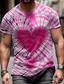 cheap Men&#039;s Graphic Tshirts-Valentine&#039;s Day Heart Men&#039;s Daily Designer Casual 3D Print T shirt Tee Sports Outdoor Holiday Going out T shirt Pink Burgundy Short Sleeve Crew Neck Shirt Spring &amp; Summer Clothing Apparel S M