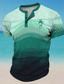 billige T-shirt med tryk til mænd-Gradientfarve Kokospalme Hawaiiansk Resort stil Herre 3D-udskrivning Henley-skjorte Vaffel T-shirt T-shirt T-shirt Afslappet Hawaiiansk Ferie T-shirt Blå Lilla Grøn Kortærmet Henley Skjorte Forår