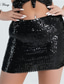 cheap Mini Skirt-Women&#039;s Skirt Bodycon Sparkly Skirt Mini Skirts Sequins Solid Colored Performance Party Summer Polyester Fashion Sexy Black Silver Golden Red