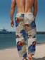 abordables Bas pour hommes grandes tailles-Pantalon décontracté imprimé en 3D pour hommes, géométrie bloc de couleurs, taille élastique, cordon de serrage, coupe ample, jambe droite, pantalon de plage d&#039;été s à 3xl