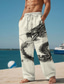 tanie Męskie spodnie plus size-Smok abstrakcyjne męskie spodnie na co dzień z nadrukiem 3D spodnie w pasie ściągany sznurkiem luźny krój proste nogawki letnie spodnie plażowe od s do 3xl