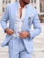 cheap Linen Suits-Champagne Beige Men&#039;s Linen Suits Beach Wedding 2 Piece Solid Colored Tailored Fit Single Breasted One-button 2024