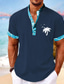 billiga Skjortor med tryck för män-coconut palm men&#039;s resort hawaiian 3d-tryck skjorta henley skjorta button up skjorta sommar skjorta semester semester gå ut våren &amp; sommarstativkrage henleykrage kortärmad ljusblå vitgrön