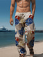 tanie Męskie spodnie plus size-Geometria bloków kolorów Men&#039;s Resort 3d drukowane spodnie na co dzień spodnie elastyczny pas ściągany sznurkiem luźny krój proste nogawki letnie spodnie plażowe od rozmiaru do 3xl