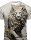 cheap Men&#039;s Graphic Tshirts-Animal Lion Designer Men&#039;s Subculture Style 3D Print T shirt Tee Sports Outdoor Holiday Going out T shirt Light Brown Light Purple Purple Short Sleeve Crew Neck Shirt Spring &amp; Summer