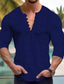 abordables camisas casuales de los hombres-Hombre Camisa Camisa casual Camisa de verano Negro Blanco Rosa Azul Marino Azul Manga Larga Plano Cuello alto Diario Vacaciones Plisado Ropa Moda Casual Cómodo